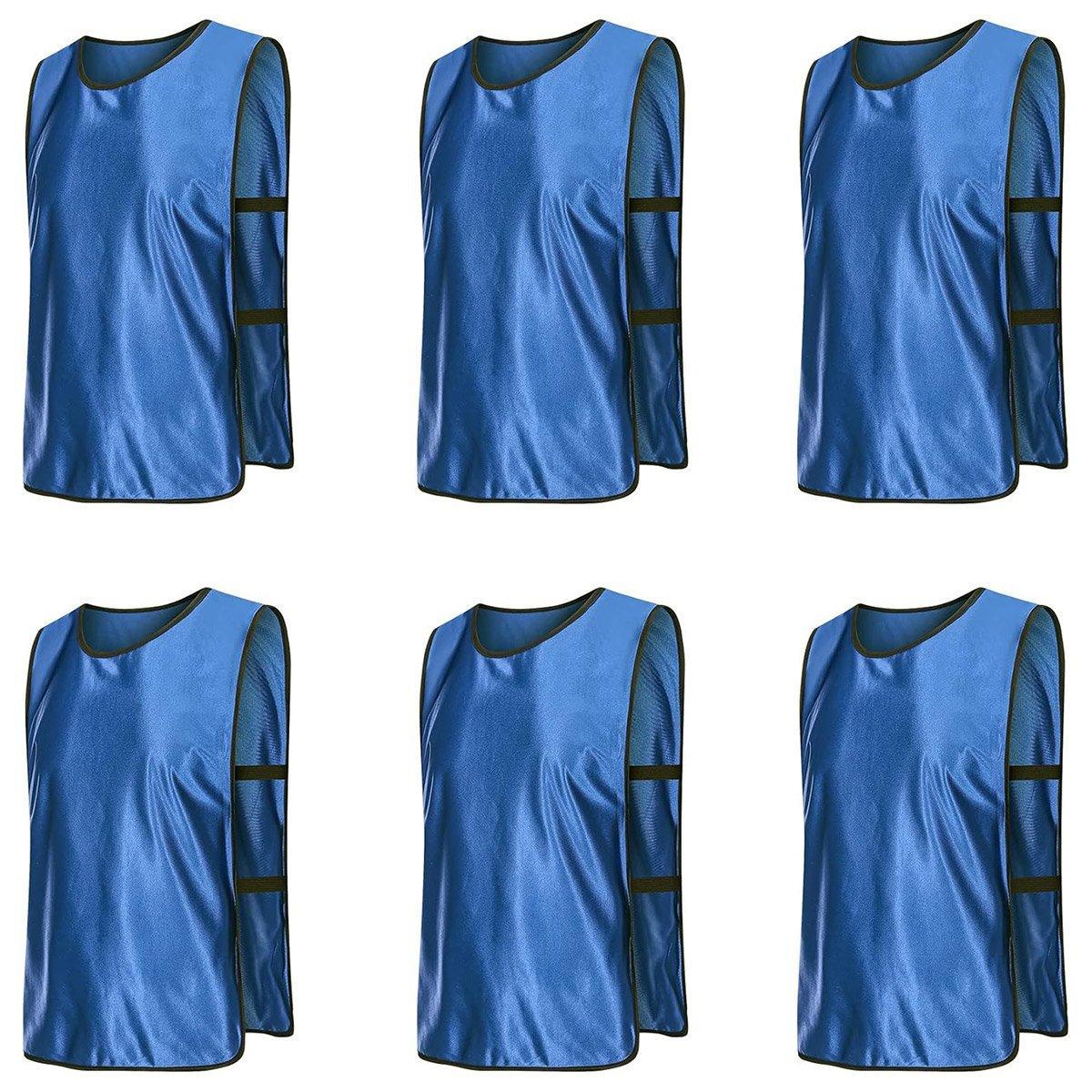 6X Sports Training Bibs Soccer Vests Group Team Bibs Basketball Cricket Football - GrassGreen-M