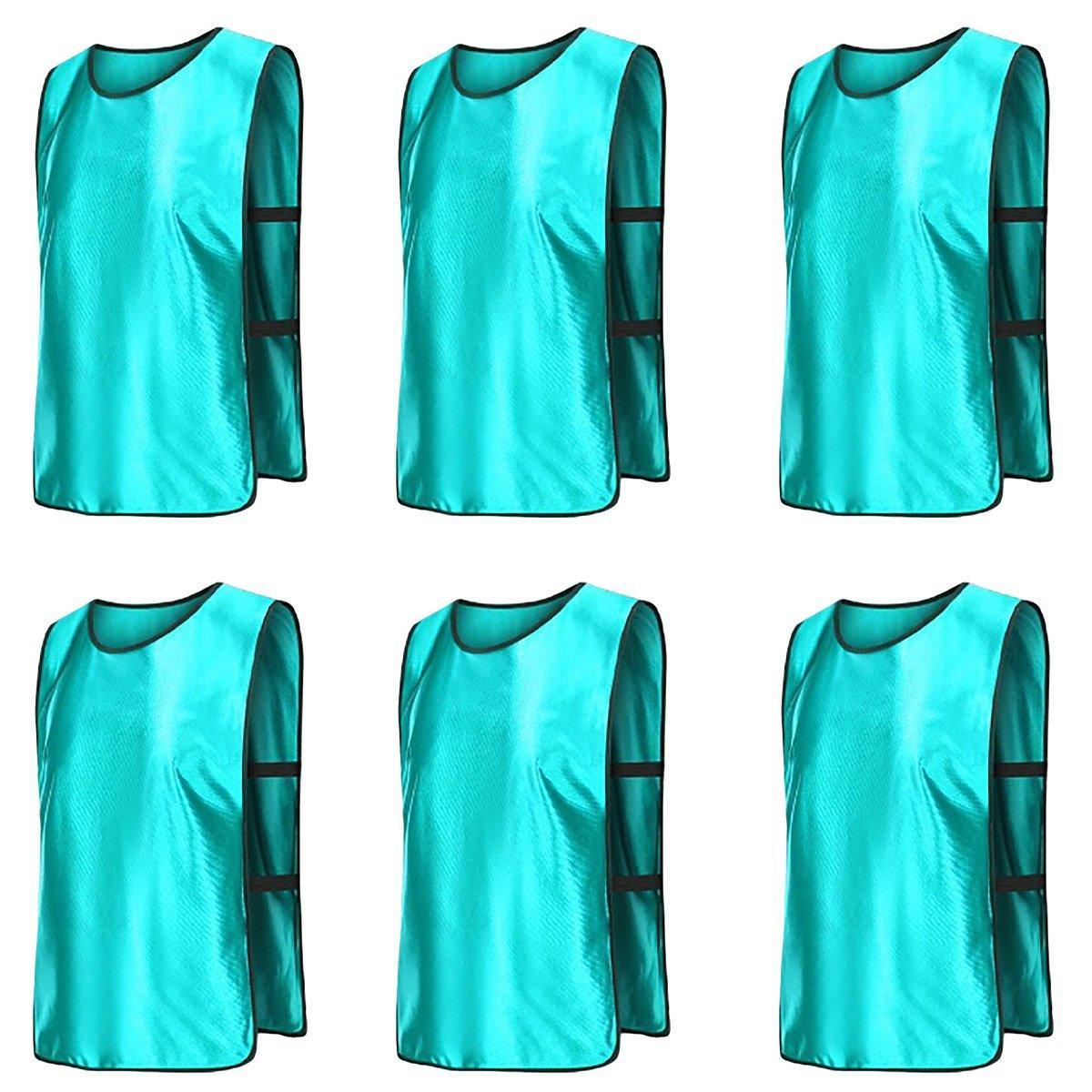 6X Sports Training Bibs Soccer Vests Group Team Bibs Basketball Cricket Football - Pink-M