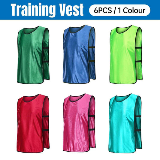 6X Sports Training Bibs Soccer Vests Group Team Bibs Basketball Cricket Football - Dark Blue-S
