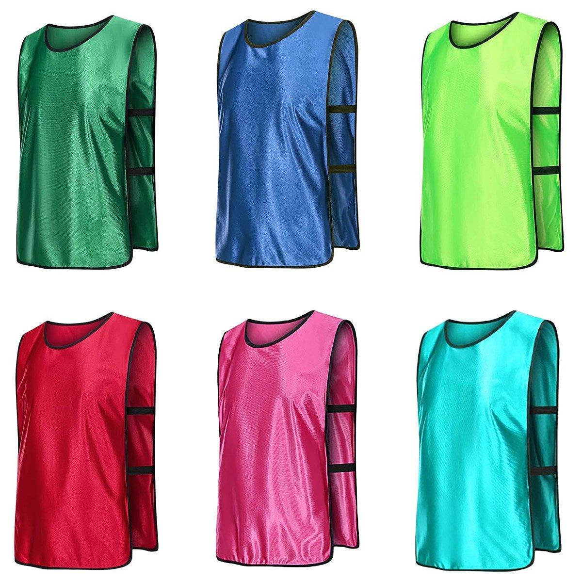 6X Sports Training Bibs Soccer Vests Group Team Bibs Basketball Cricket Football - Dark Blue-S