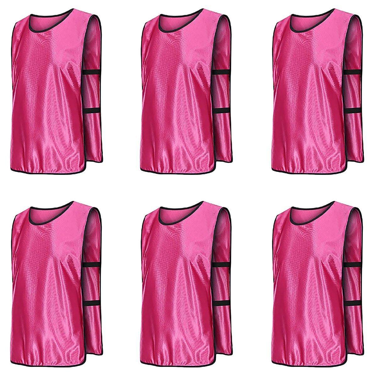 6X Sports Training Bibs Soccer Vests Group Team Bibs Basketball Cricket Football - Fluorescent Green-S