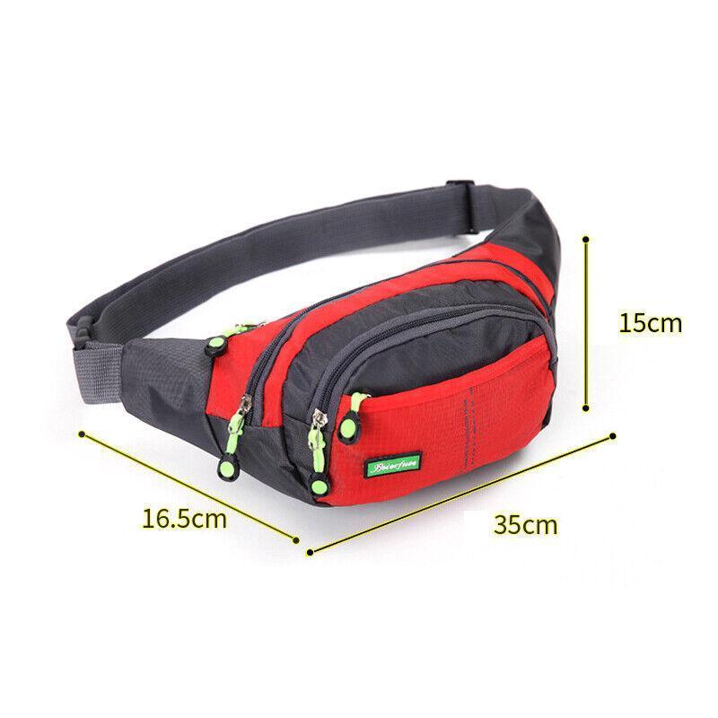 Fanny Pack Zip Pouch Hiking Climbing Sport Bum Waist Bag - Red
