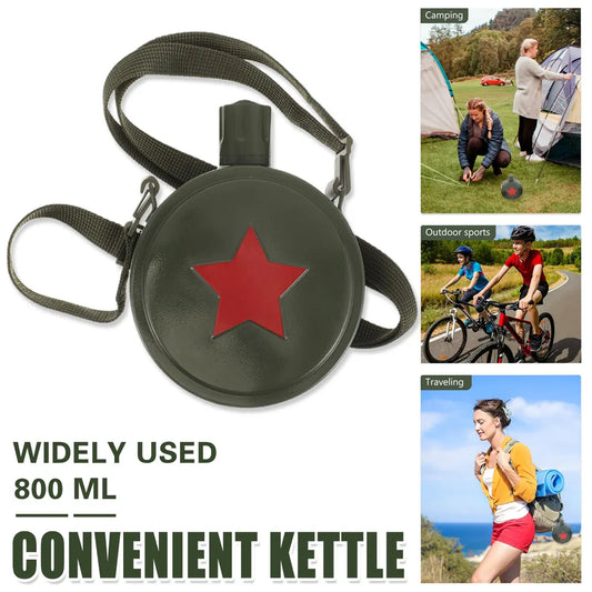 Outdoor Red Five Star Water Bottle Portable Camping Hiking Travel Water Bottle