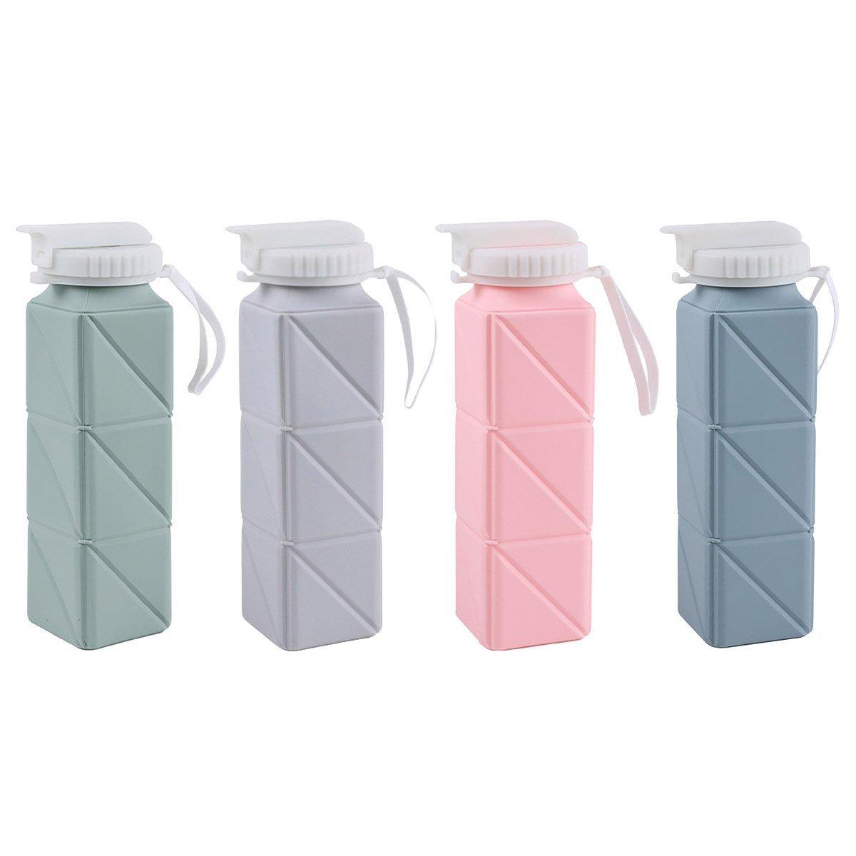 620ml Silicone Folding Water Bottle Food Grade Outdoor Sports Kettle High Temp - Blue