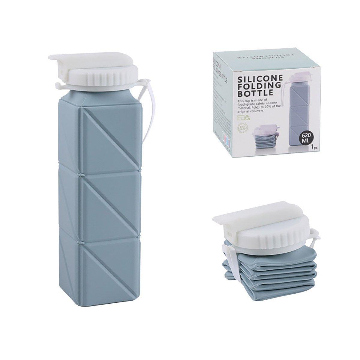 620ml Silicone Folding Water Bottle Food Grade Outdoor Sports Kettle High Temp - Green