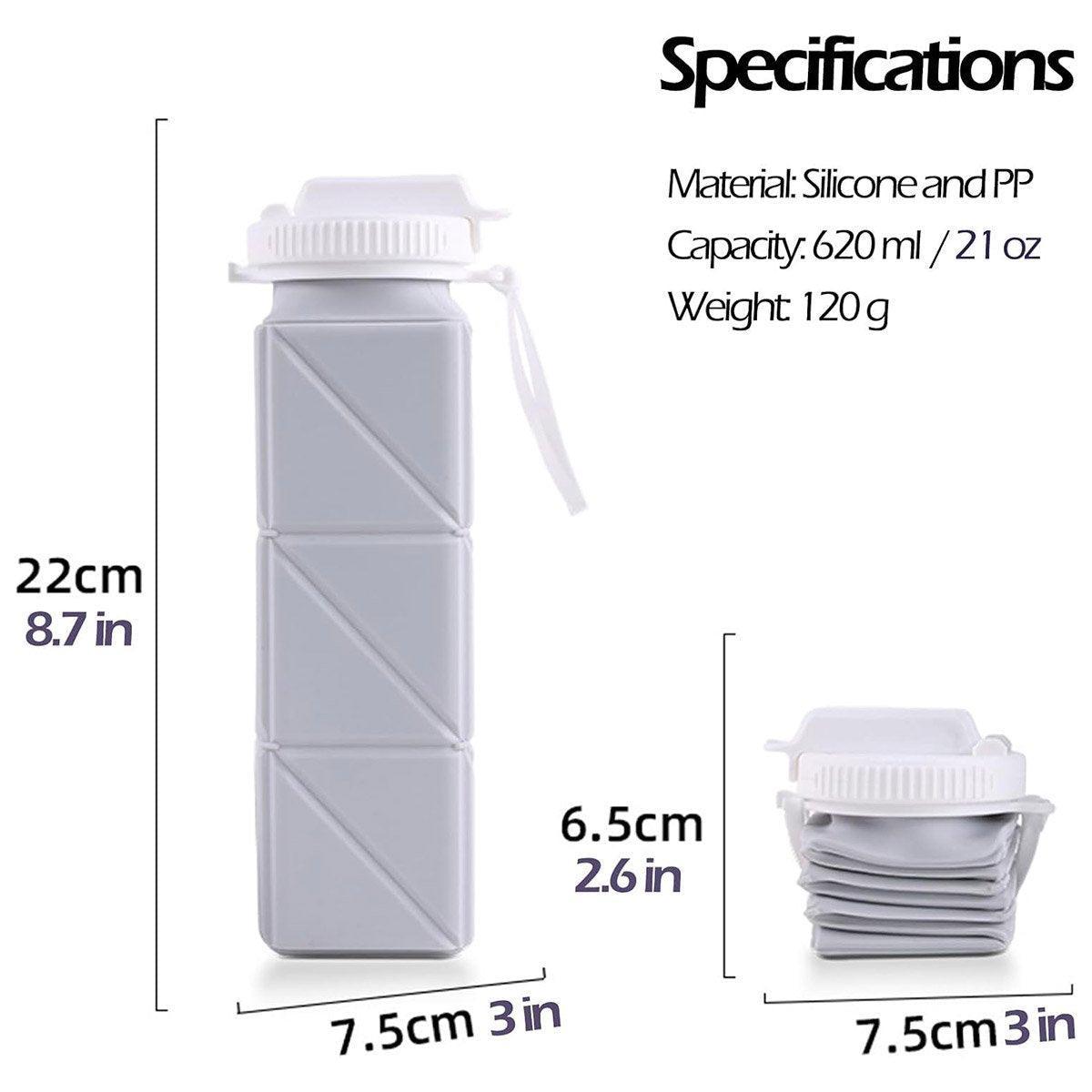 620ml Silicone Folding Water Bottle Food Grade Outdoor Sports Kettle High Temp - Pink