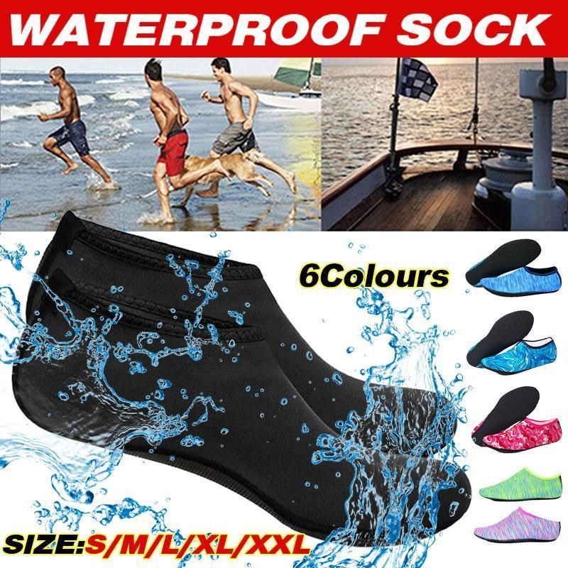 Unisex Water Shoes Slip On Aqua Socks Swim Surf Diving Yoga Exercise Reef Shoes - Black-S
