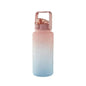 2L Large Water Bottle Straw Time Gradient Cup Fitness Jugs Sport Gym Training - Pink