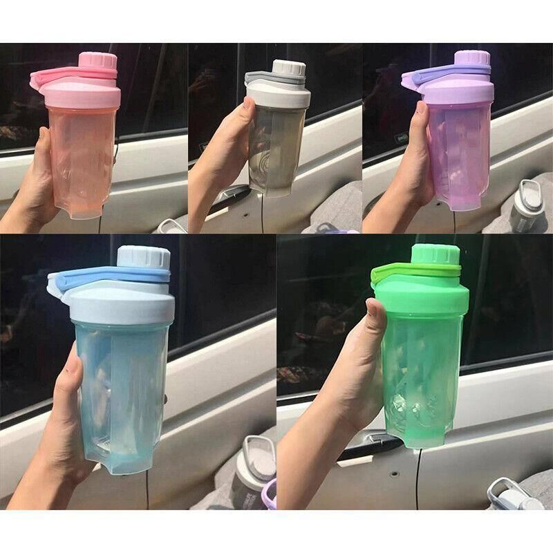 500ml Protein Powder Shake Ball Bottle Sport Mixer Shaker Mixing Drinking Cup - Pink