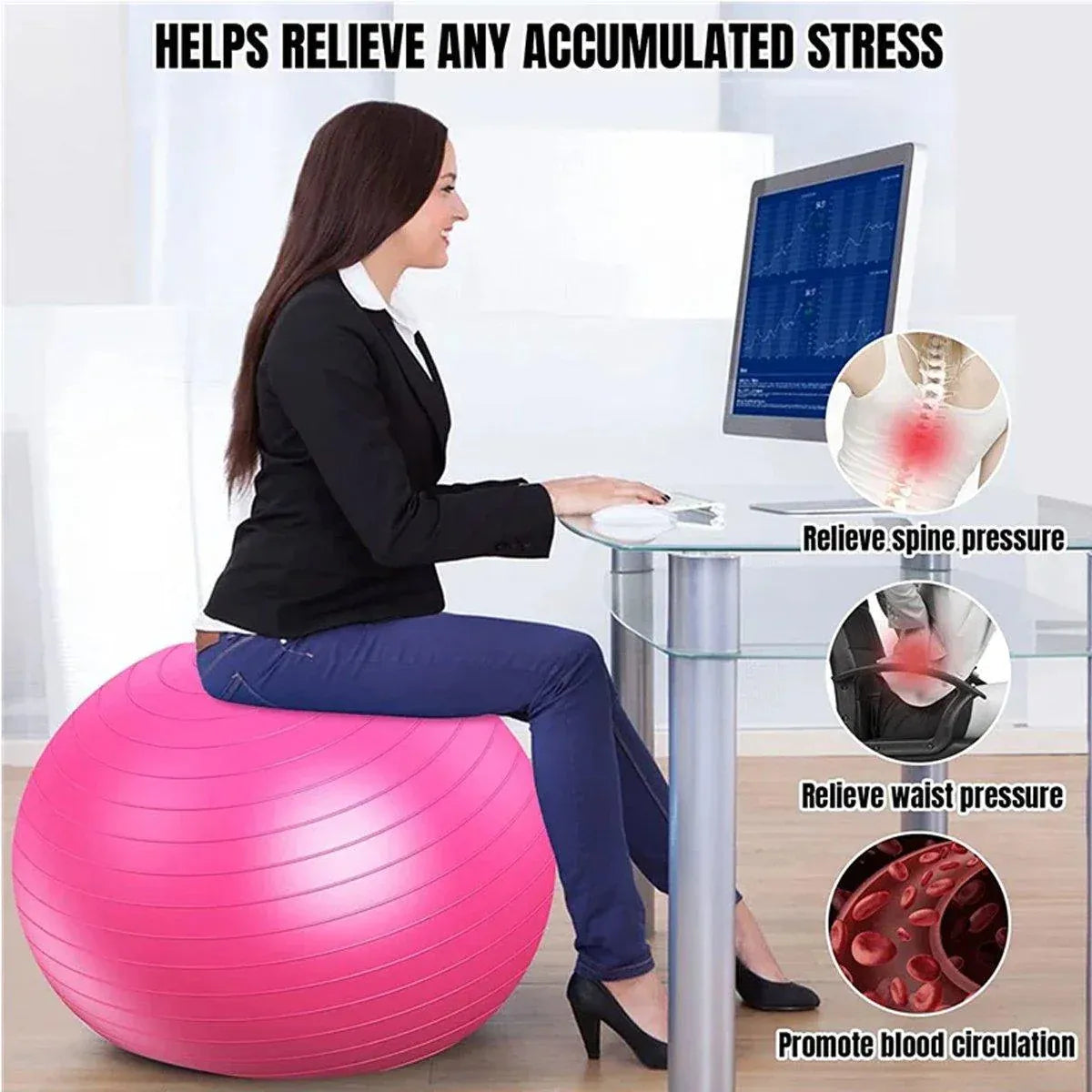 Explosion-Proof Thickened Inflatable Yoga Ball Massage Fitness Stability Ball - Purple - 75cm