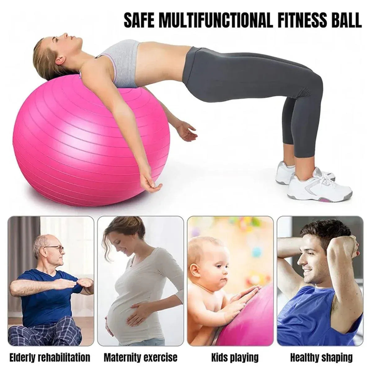 Explosion-Proof Thickened Inflatable Yoga Ball Massage Fitness Stability Ball - Purple - 75cm