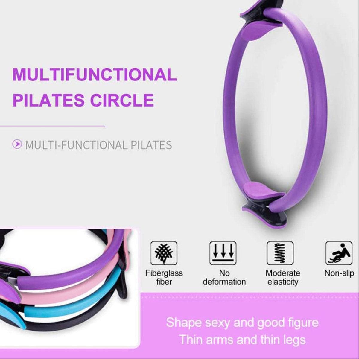 6 Colours Pilates Yoga Ring Magic Circle Fitness Equipment for Toning Slim Legs - Black