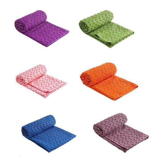 Non Slip Yoga Towel Mat Microfiber Fitness Gym Exercise Blanket with Carry Bag - Orange