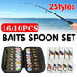 10/16PCS Fishing Lure Spinners Baits Spoon Set with Tackle Bag Trout Bass Tackle - A(16PCS)
