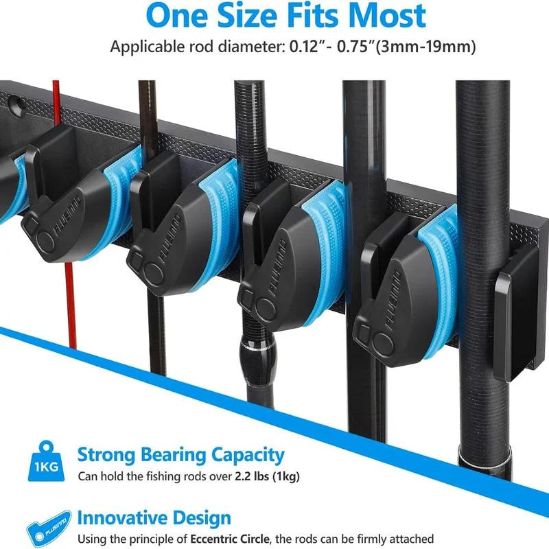 2 Sets Vertical Wall Mounted Fishing Rod Rack - 9-Slot Fishing Pole Holder for Garage, Professional Space-Saving Fishing Gear Storage Organizer with Soft Grip Pads