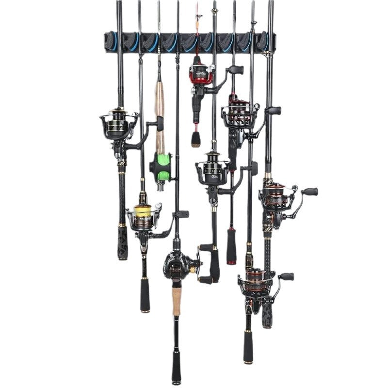 2 Sets Vertical Wall Mounted Fishing Rod Rack - 9-Slot Fishing Pole Holder for Garage, Professional Space-Saving Fishing Gear Storage Organizer with Soft Grip Pads