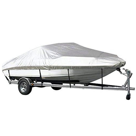 Grey Heavy Duty Waterproof Tarp Covers with Storage Bag, Fits V-Hull, Fish&Ski, Pro-Style, Fishing, Runabout, Bass Boats, 16-18FT(570cm*300cm)