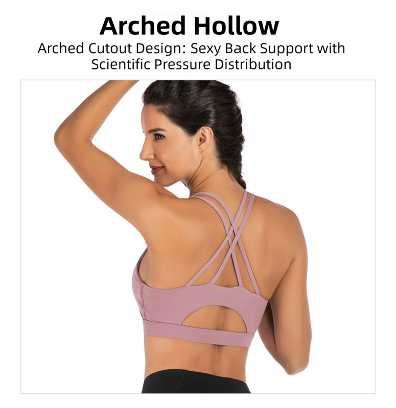 Black Elegant Sexy Criss-Cross Back Sports Bra for Women