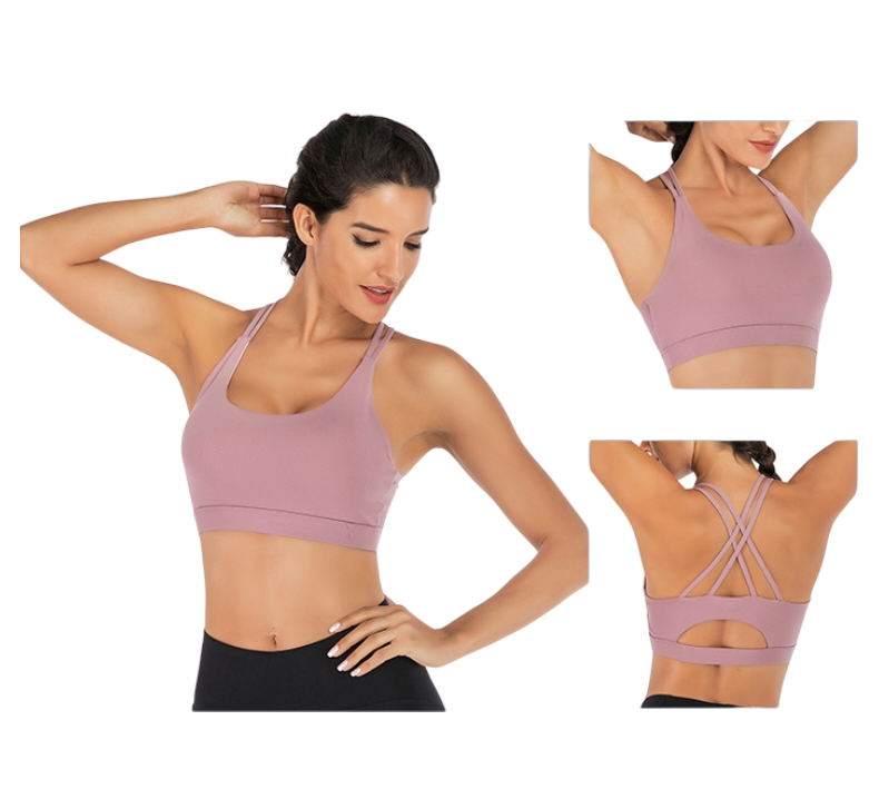 Purple Elegant Sexy Criss-Cross Back Sports Bra for Women