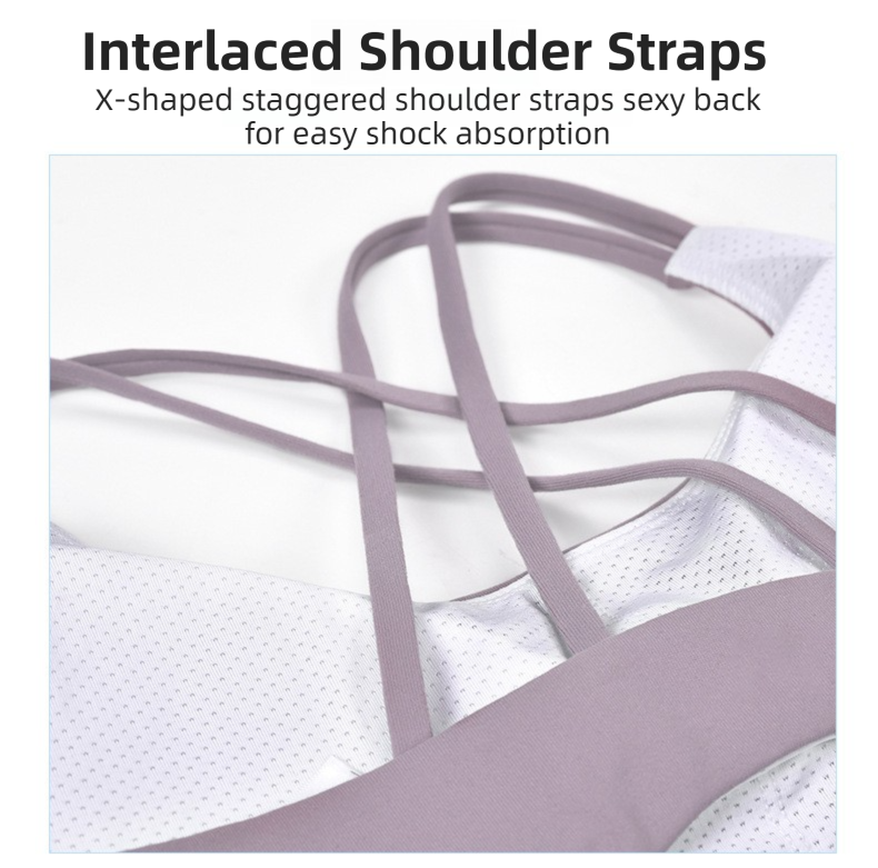 Purple Elegant Sexy Criss-Cross Back Sports Bra for Women