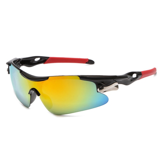 2-PCS Bright black frame with red mercury Men's Sports Cycling Sunglasses Windproof PC Frame Wrap Around Design for Riding Fishing Running Reliable Outdoor Protection Australian Style