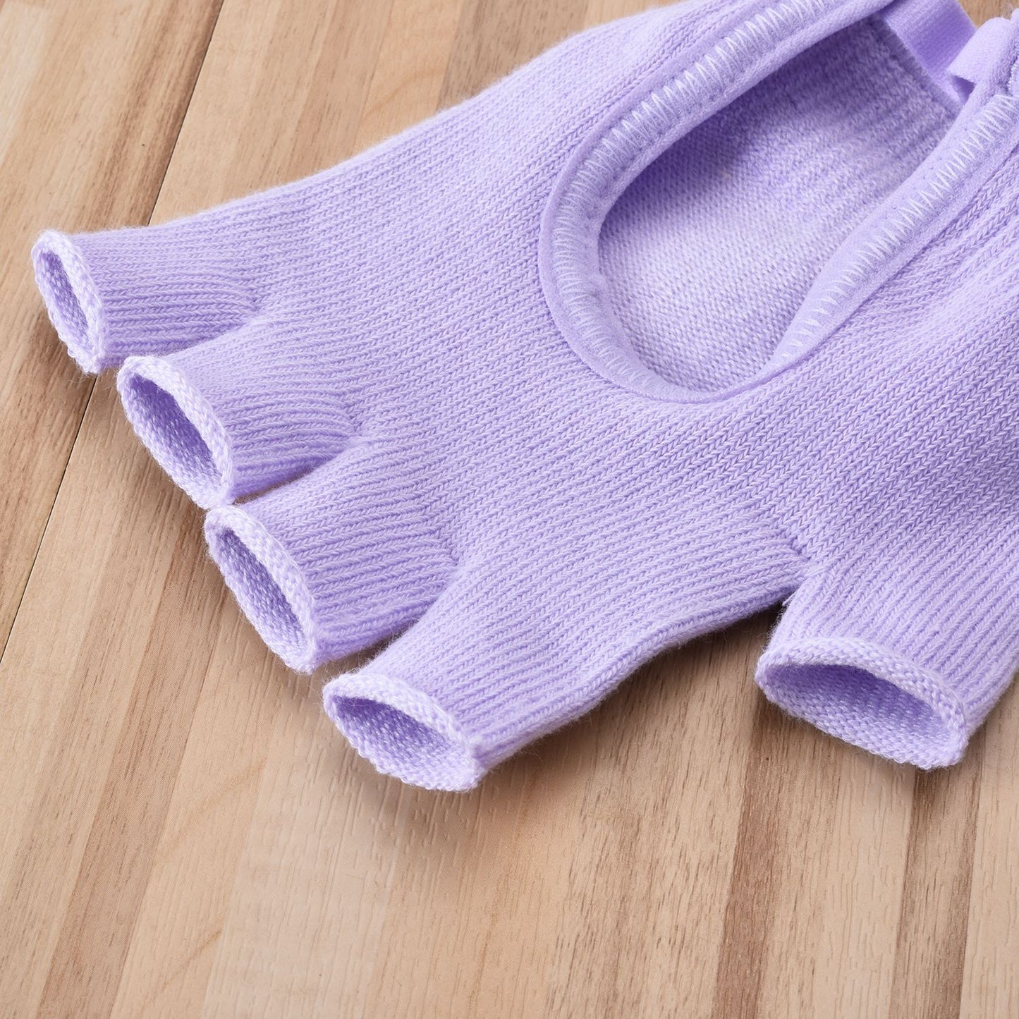 Purple 2-Pack Women's Non-Slip Yoga Gloves - Open Back Half Finger Cotton Stretchy Grip Gloves for Aerial Yoga, Pilates, and Fitness