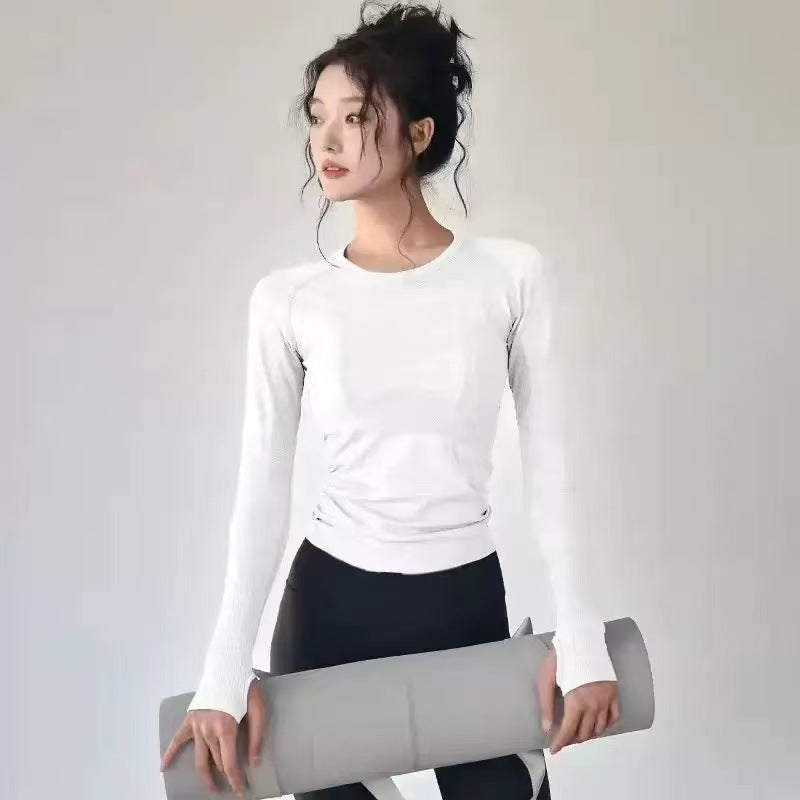 White Premium Women's Naked-Feel Seamless Long Sleeve Fitness Top