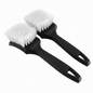 White Car Tire & Detailing Brush  - 2-Pack Stiff Bristle Scrubber for Wheels, Mats, and Upholstery