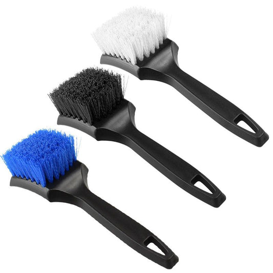 White Car Tire & Detailing Brush - 2-Pack Stiff Bristle Scrubber for Wheels, Mats, and Upholstery