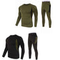 2-Pack XL Size Men's Tactical 4-Way Stretch Fleece Lined Thermal Underwear Set(Black + Green) - Winter Sweat-Wicking & Breathable Sportswear for Training & Outdoors
