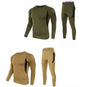 2-Pack XL Size Men's Tactical 4-Way Stretch Fleece Lined Thermal Underwear Set(Khaki + Green) - Winter Sweat-Wicking & Breathable Sportswear for Training & Outdoors