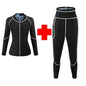 Black and Blue Women's Workout Sauna Sweat Suit Set - Long Sleeve Top & Leggings