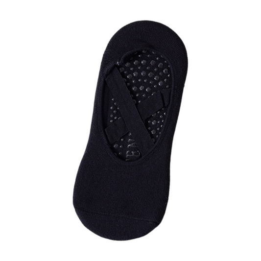 5-Pair Black Premium Non-Slip Yoga & Pilates Socks with Elastic Cross-Straps - Breathable Cotton Ballet-Style High Grip Socks
