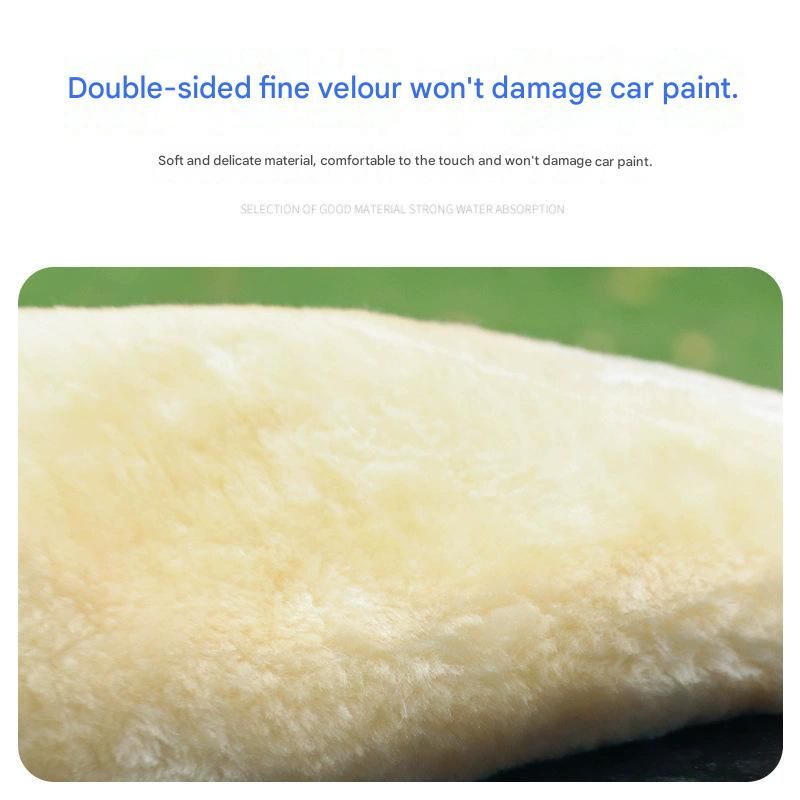 2-piece Beige Microfiber Car Wash Mitt - Double Sided Imitation Sheepskin Wash Glove, Scratch Free Paint Safe Cleaning Tool for Car Detailing, Waxing, Polishing - 23x15cm Large Palm Design