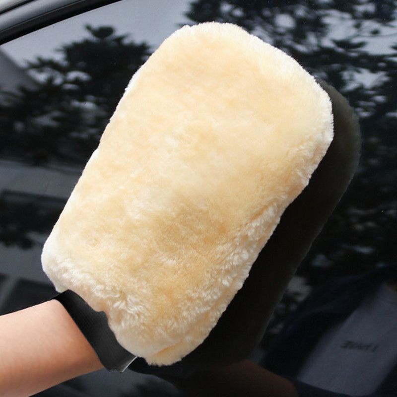 2-piece Beige Microfiber Car Wash Mitt - Double Sided Imitation Sheepskin Wash Glove, Scratch Free Paint Safe Cleaning Tool for Car Detailing, Waxing, Polishing - 23x15cm Large Palm Design