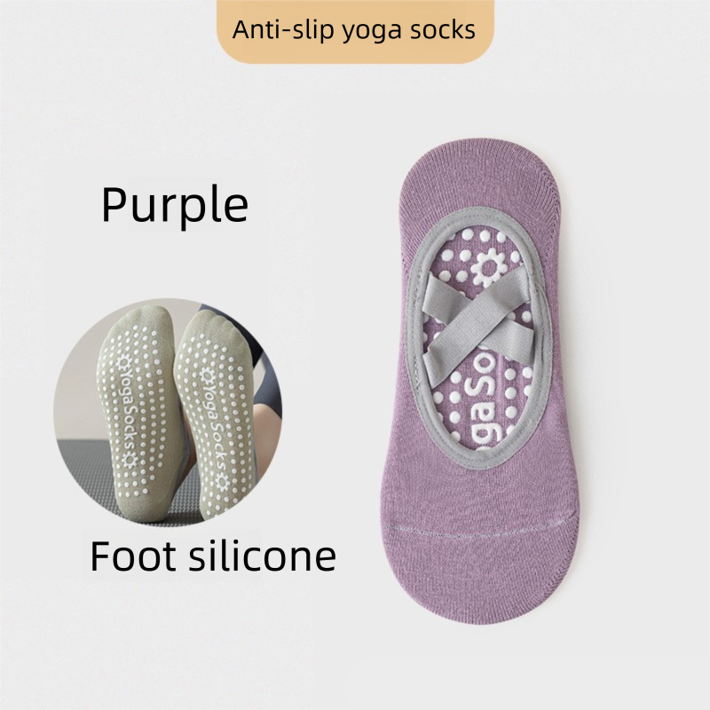 3-Pack Purple Anti-Slip Yoga Socks - Grippy Pilates Dance Fitness Socks with Silicone Grip for Women