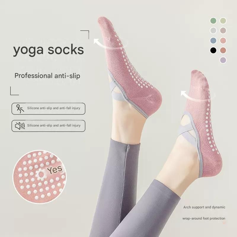 3-Pack Purple Anti-Slip Yoga Socks - Grippy Pilates Dance Fitness Socks with Silicone Grip for Women