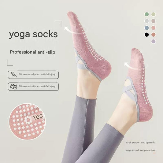 3-Pack Purple Anti-Slip Yoga Socks - Grippy Pilates Dance Fitness Socks with Silicone Grip for Women