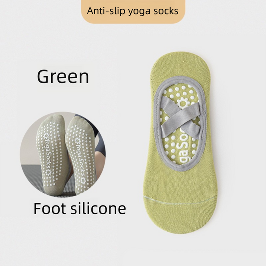 3-Pack Green Anti-Slip Yoga Socks - Grippy Pilates Dance Fitness Socks with Silicone Grip for Women