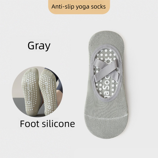 3-Pack Grey Anti-Slip Yoga Socks - Grippy Pilates Dance Fitness Socks with Silicone Grip for Women