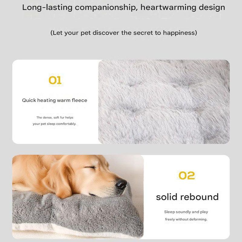 Grey Large Plush Dog Bed - Extra Thick Winter Warmth, Machine Washable & Non-Slip Pet Mat for Large Dogs (120cm)