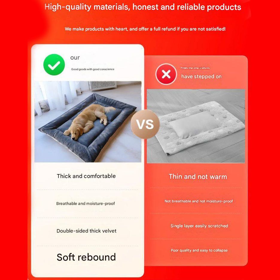 Grey Large Plush Dog Bed - Extra Thick Winter Warmth, Machine Washable & Non-Slip Pet Mat for Large Dogs (120cm)