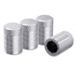 4-Pack Silver Aluminum Car Tyre Valve Stem Caps - Heavy Duty Dustproof Air Valve Covers with Internal Anti-Seize Plastic Lining for Cars SUVs Trucks