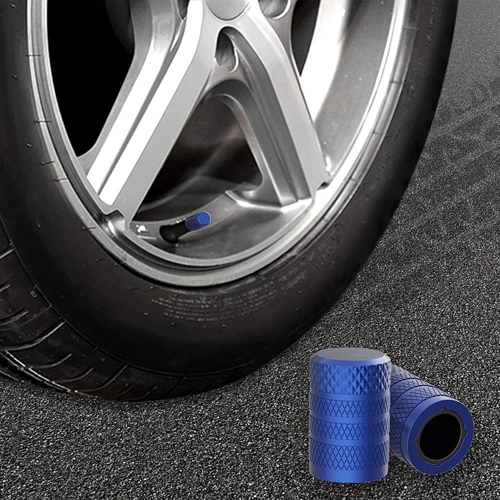 4-Pack Silver Aluminum Car Tyre Valve Stem Caps - Heavy Duty Dustproof Air Valve Covers with Internal Anti-Seize Plastic Lining for Cars SUVs Trucks