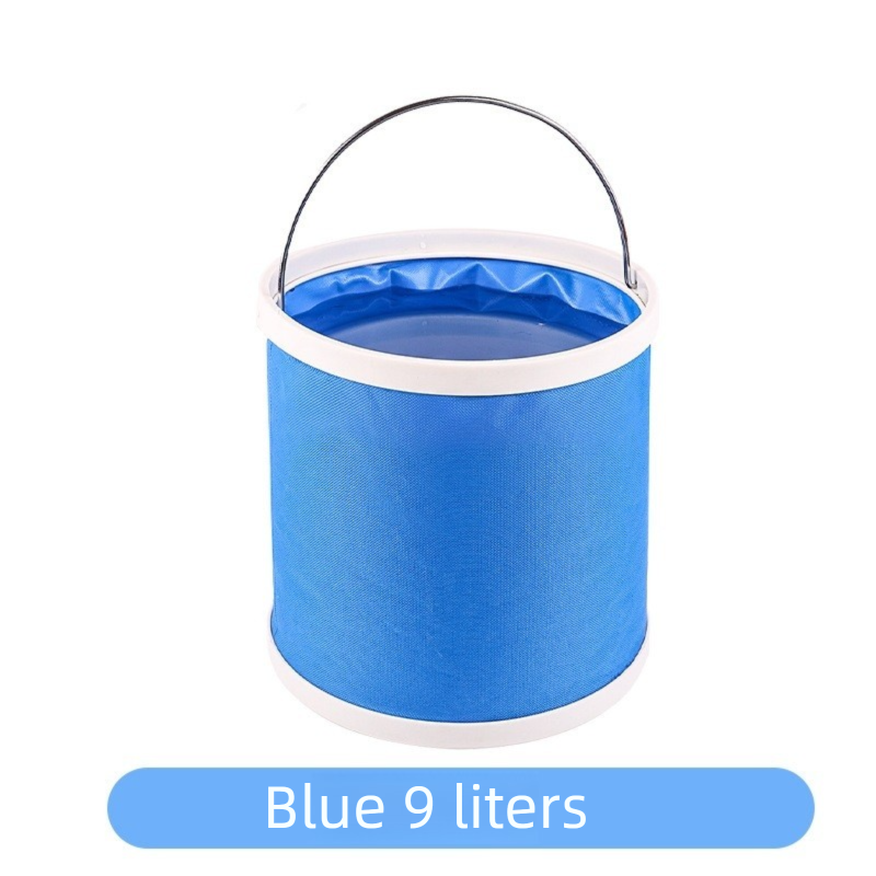 11-Piece Car Wash and Detailing Kit - 9L Blue Collapsible Oxford Fabric Bucket, Microfiber Towels, Wax Brushes, Dust Mitts for Vehicle Cleaning and Outdoor Use