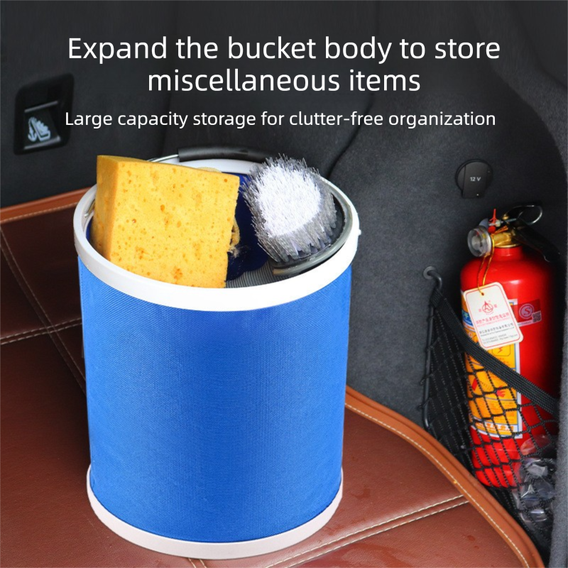 11-Piece Car Wash and Detailing Kit - 9L Blue Collapsible Oxford Fabric Bucket, Microfiber Towels, Wax Brushes, Dust Mitts for Vehicle Cleaning and Outdoor Use