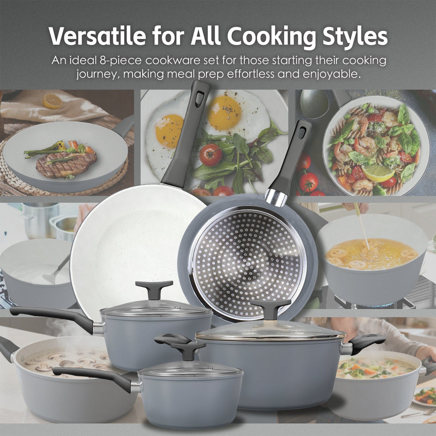 8 Pcs Clevinger Non-Stick Cookware Set