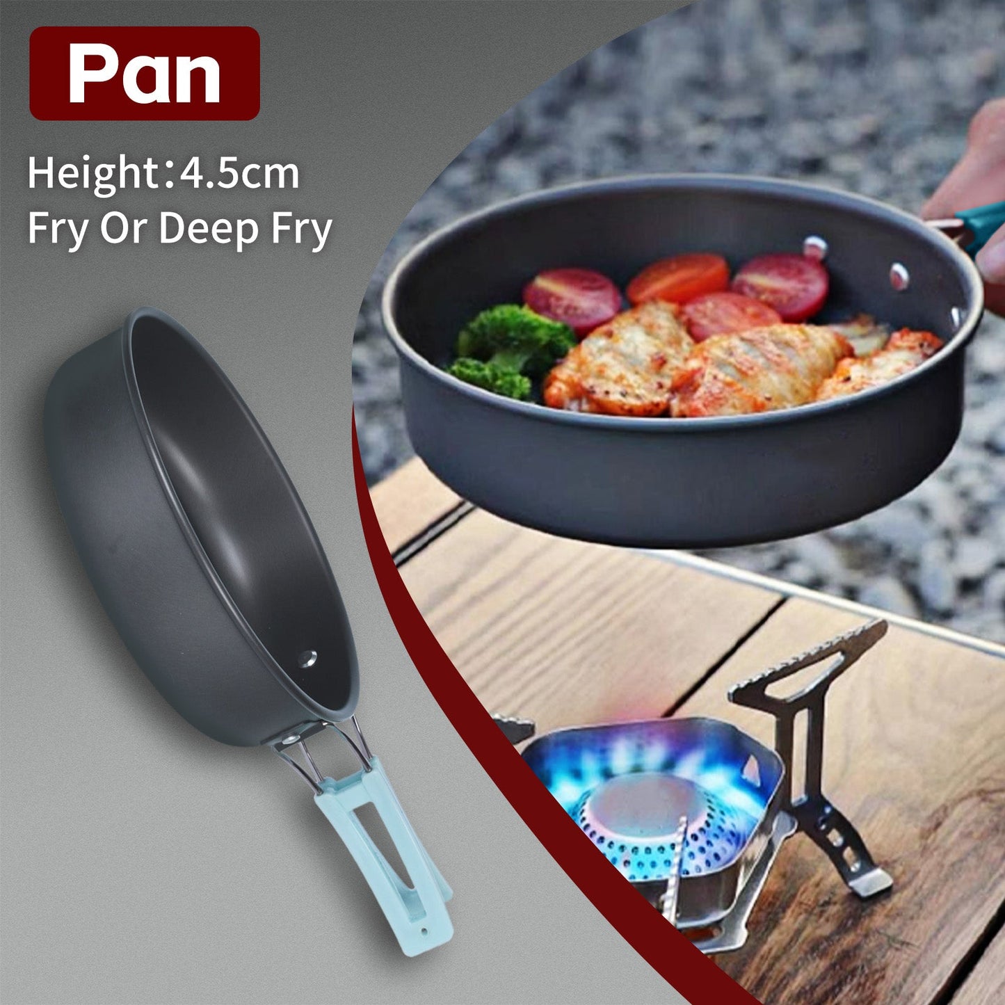 3Pcs Camping Cooking Set – Lightweight Anodised Aluminium Outdoor Cookware Kit with Heat-Resistant Handles