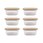 6 Pcs Medium Bamboo Food Containers – Clear Glass with Bamboo Lids