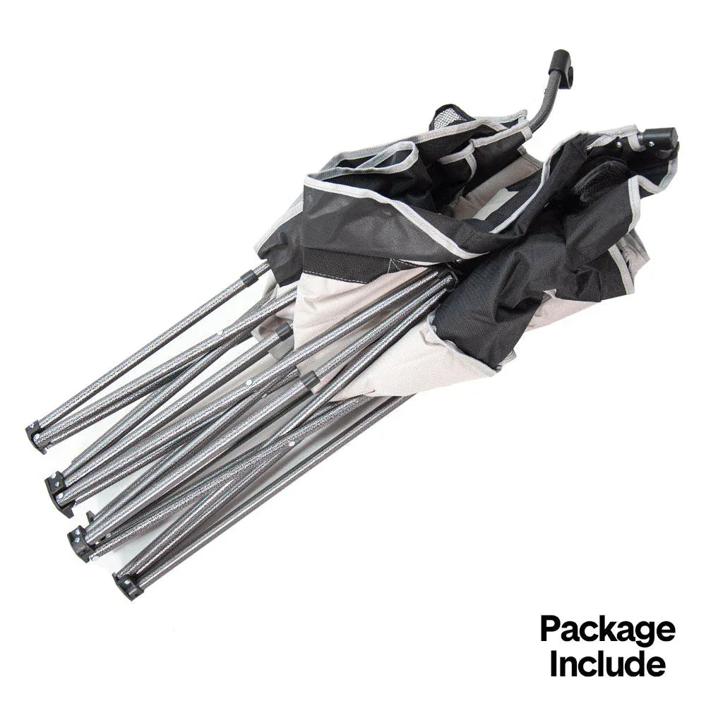 Collapsible umbrella with black handle and ribs on a white background